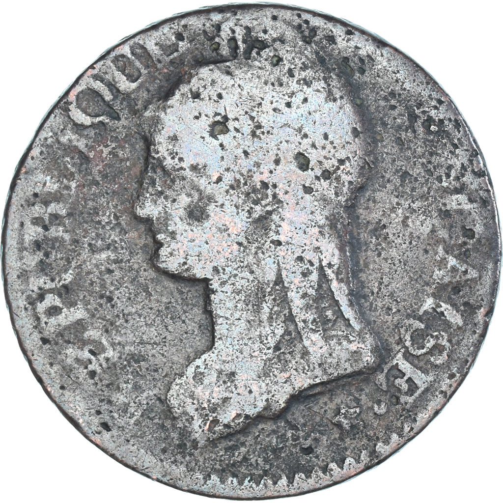 Moneda, Francia, Dupré, 5 Centimes, AN 8, Strasbourg, BC+, Cobre, Gadoury:126a
