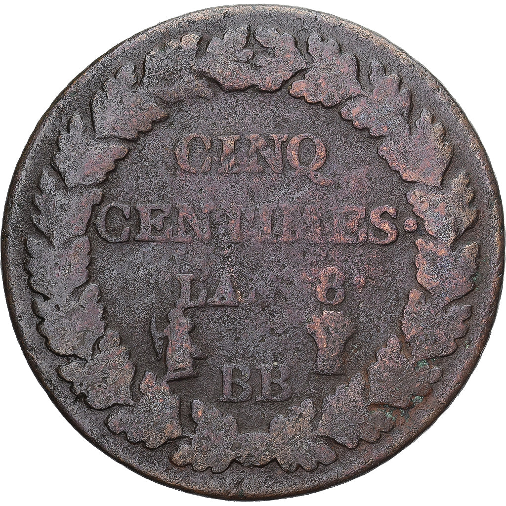 Munten, Frankrijk, Dupré, 5 Centimes, AN 8, Strasbourg, FR, Koper, Gadoury:126a