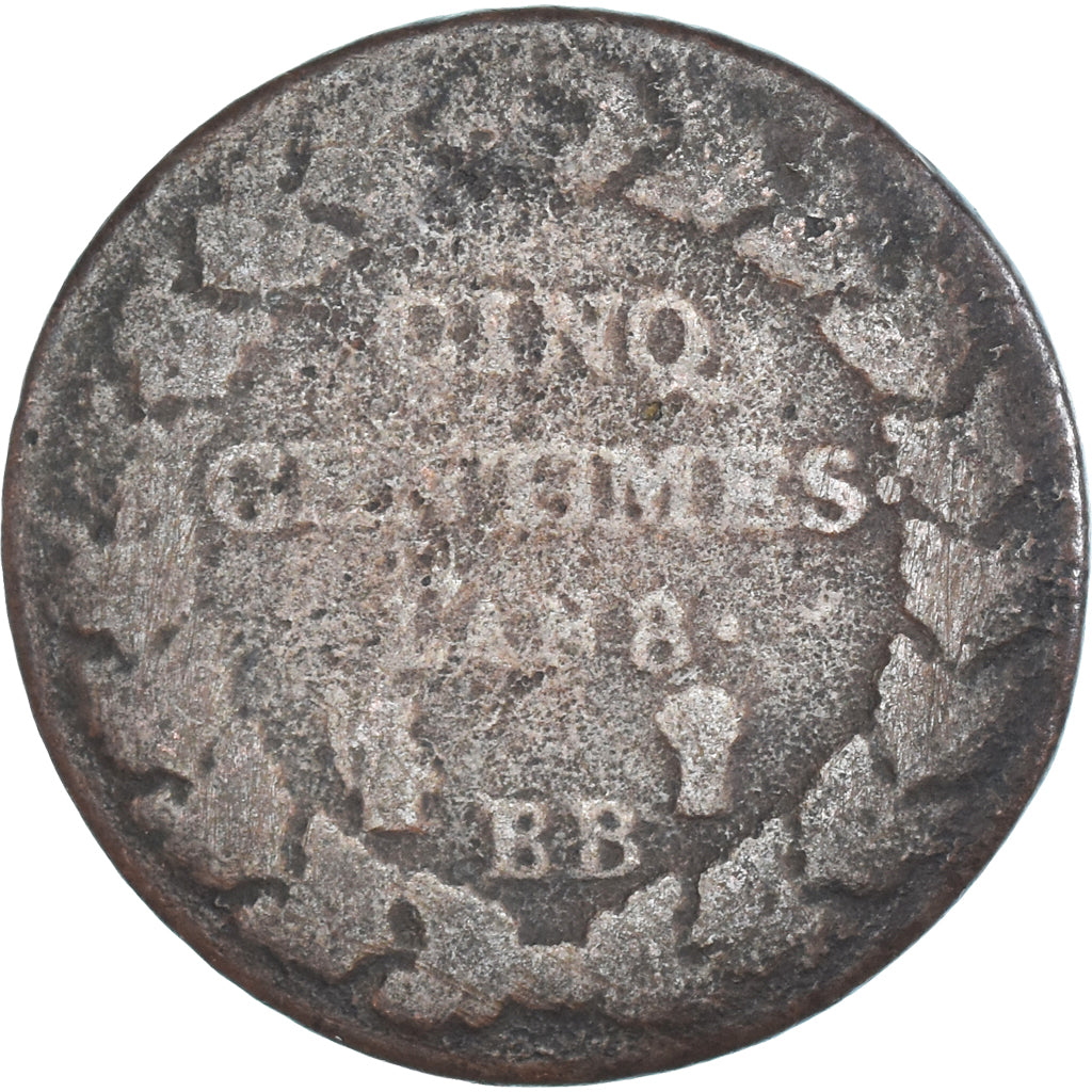 Munten, Frankrijk, Dupré, 5 Centimes, AN 8, Strasbourg, FR, Koper, Gadoury:126a