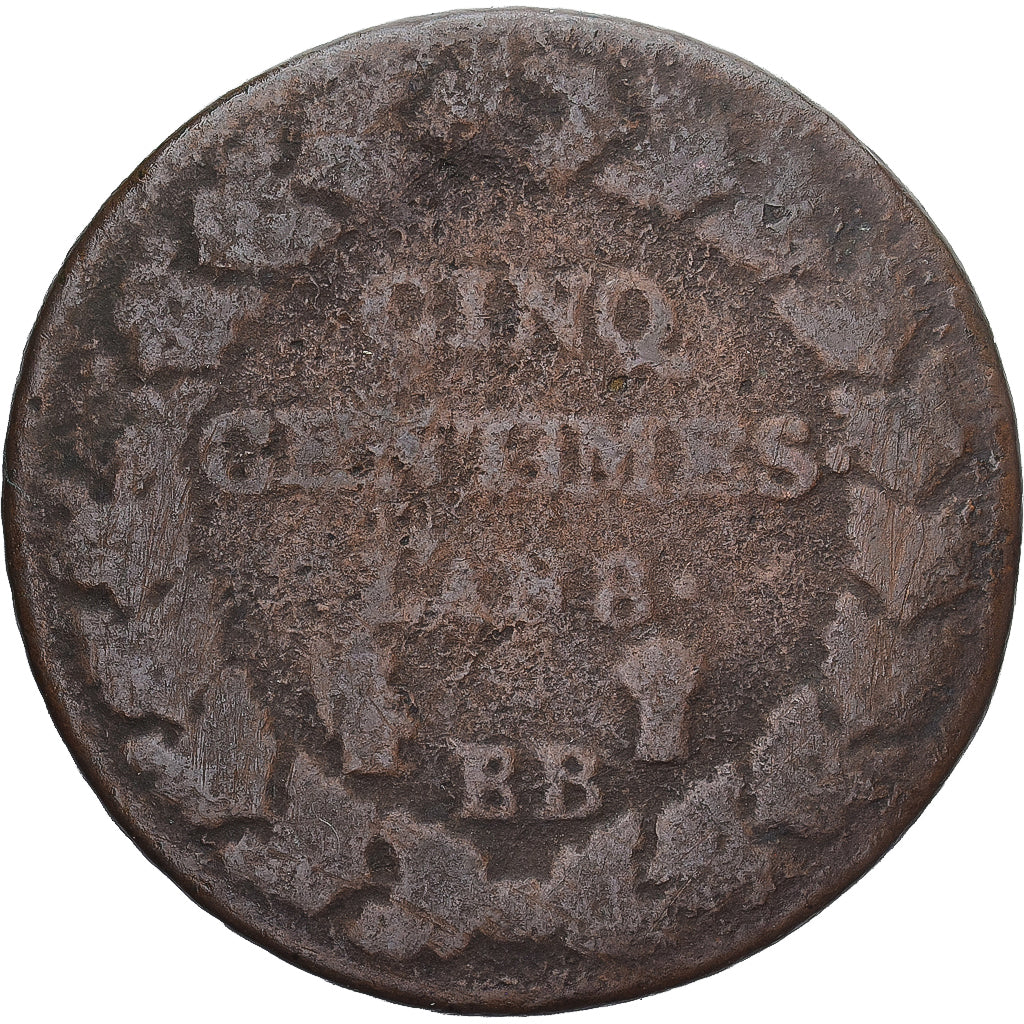 Munten, Frankrijk, Dupré, 5 Centimes, AN 8, Strasbourg, FR, Koper, Gadoury:126a