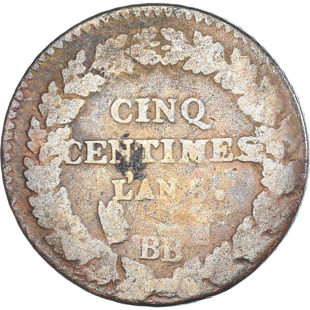 Münze, Frankreich, Dupré, 5 Centimes, AN 8, Strasbourg, S, Kupfer