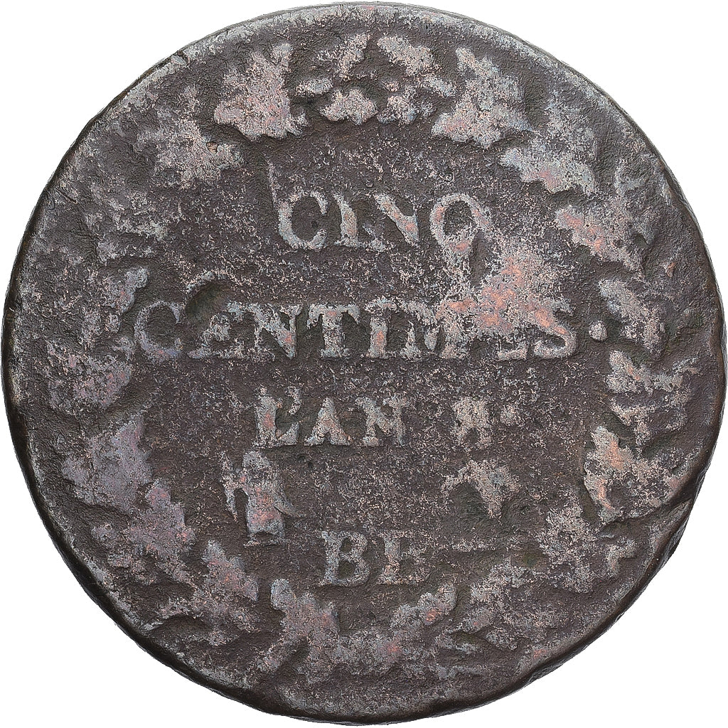Munten, Frankrijk, Dupré, 5 Centimes, AN 8, Strasbourg, FR, Koper, Gadoury:126a