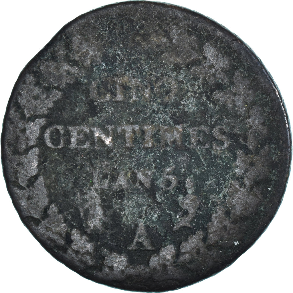 Munten, Frankrijk, Dupré, 5 Centimes, AN 5, Paris, ZG+, Koper, Gadoury:126