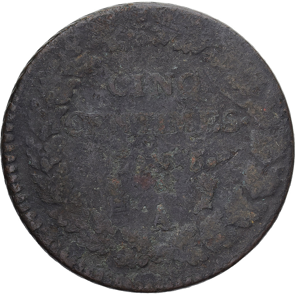 Munten, Frankrijk, Dupré, 5 Centimes, AN 5, Paris, ZG+, Koper, Gadoury:126