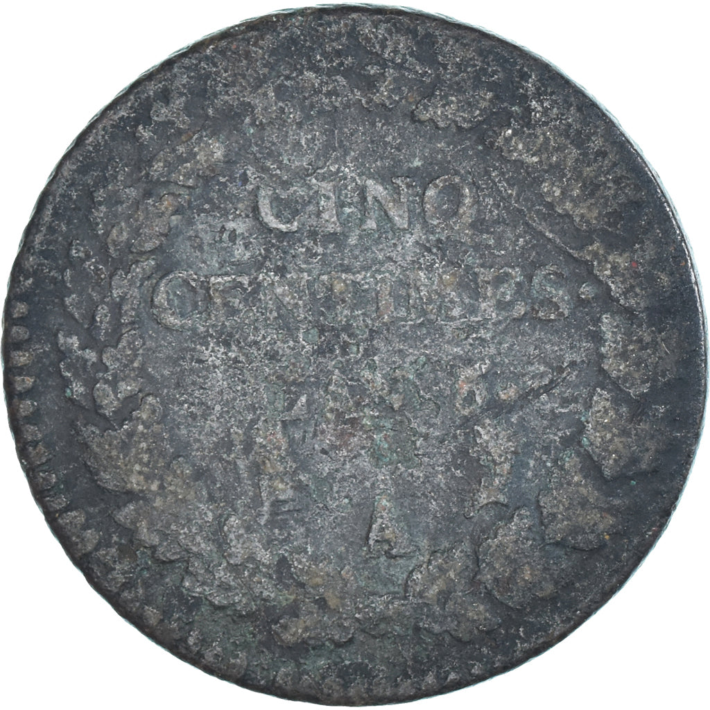 Moeda, França, Dupré, 5 Centimes, AN 5, Paris, F(12-15), Cobre, Gadoury:126