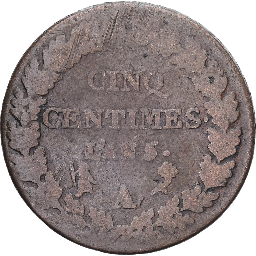 Munten, Frankrijk, Dupré, 5 Centimes, AN 5, Paris, FR, Koper, Gadoury:126