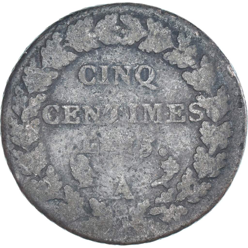 Moeda, França, Dupré, 5 Centimes, AN 5, Paris, VF(20-25), Cobre, Gadoury:126