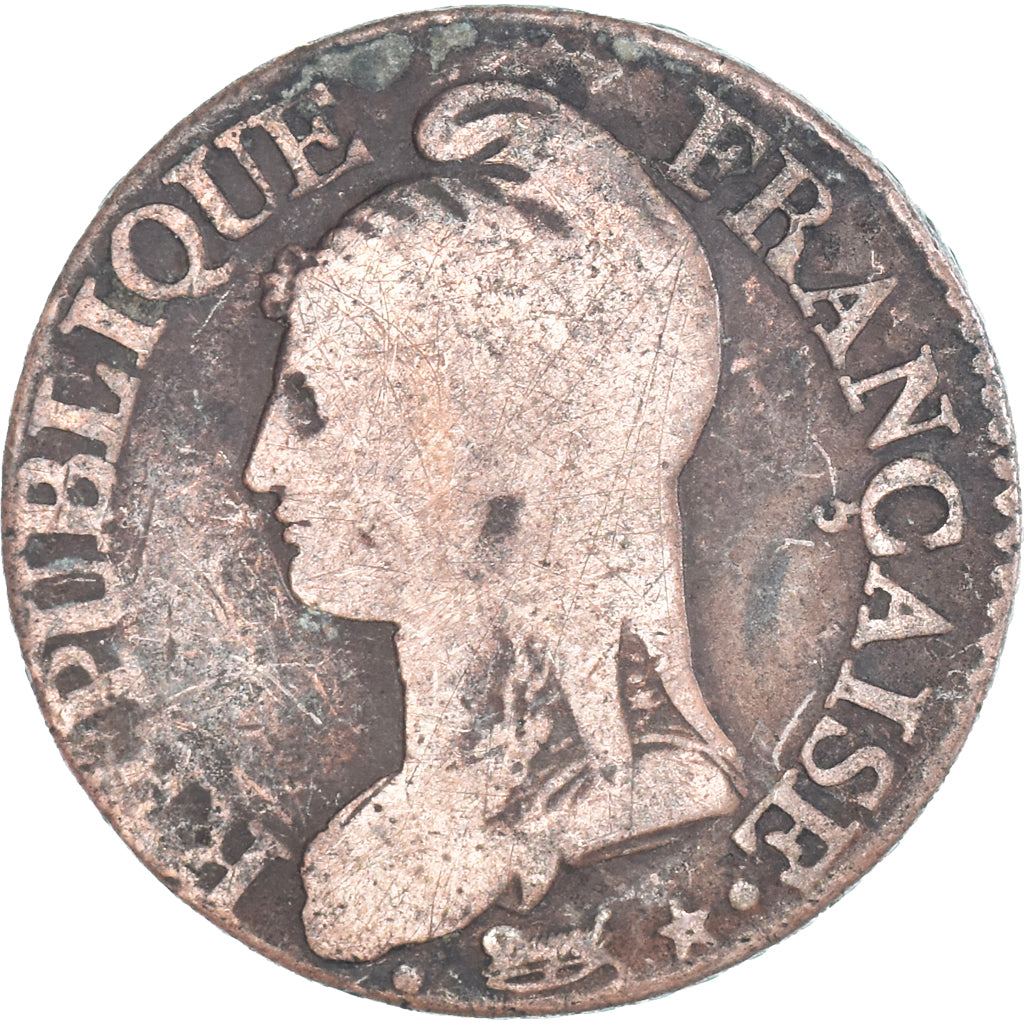 Moeda, França, Dupré, 5 Centimes, AN 5, Paris, VF(20-25), Cobre, Gadoury:126
