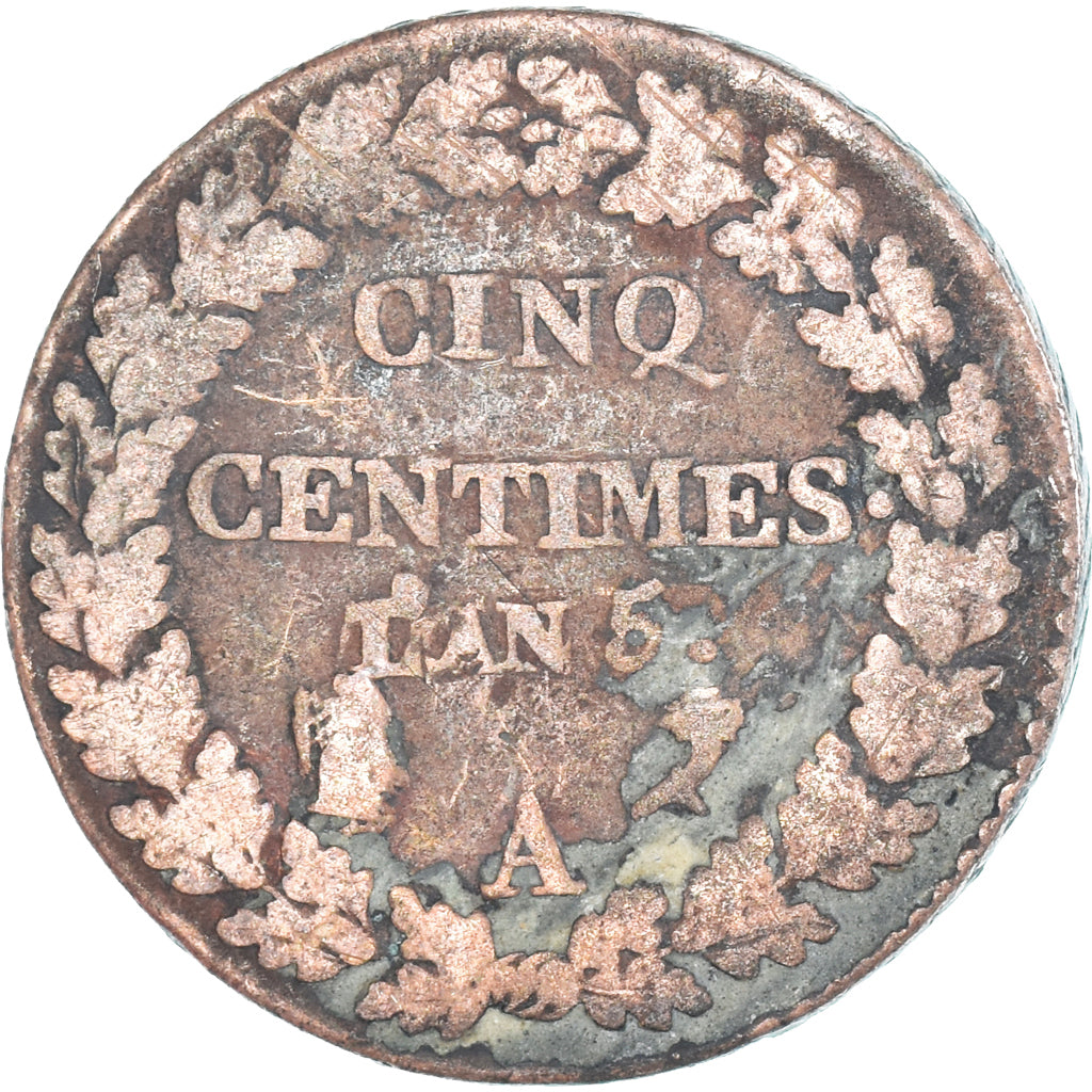 Moeda, França, Dupré, 5 Centimes, AN 5, Paris, VF(20-25), Cobre, Gadoury:126