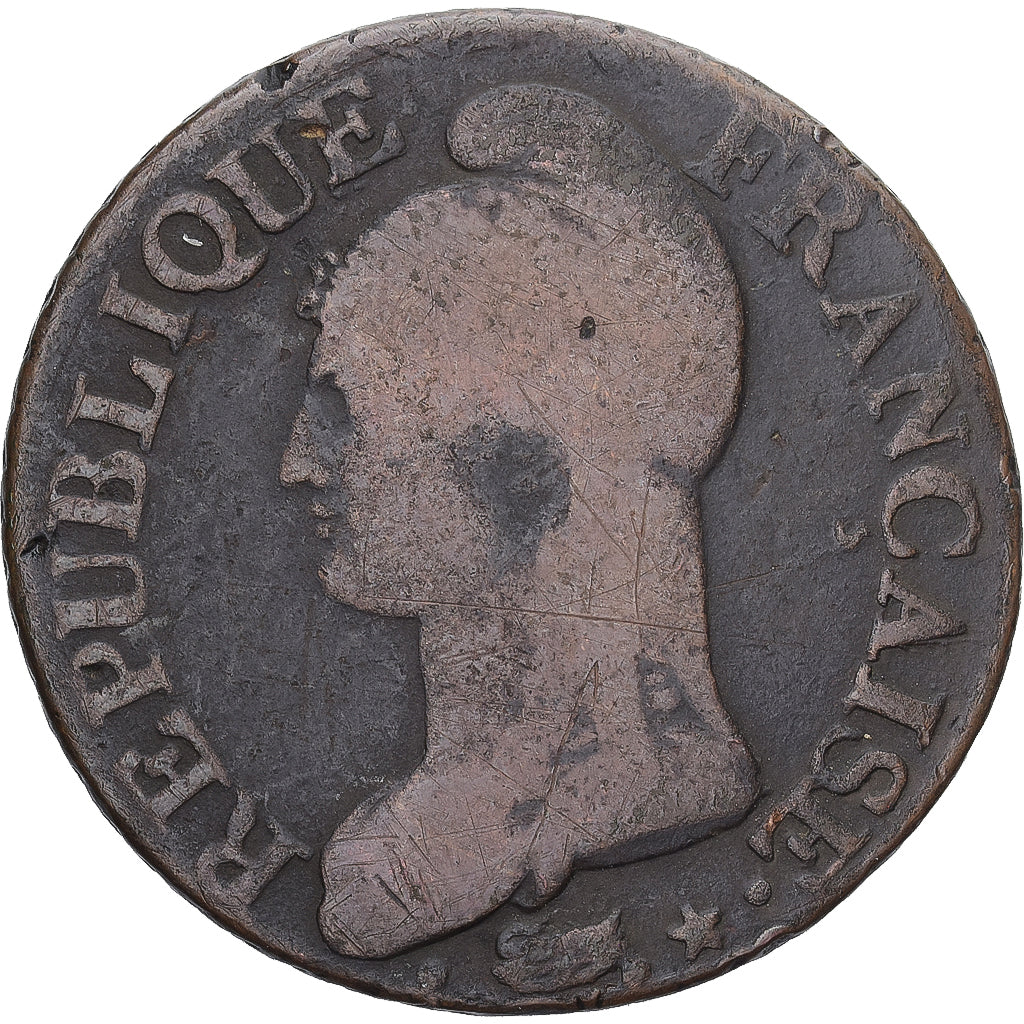 Moneda, Francia, Dupré, 5 Centimes, AN 7, Paris, BC+, Cobre, Gadoury:126