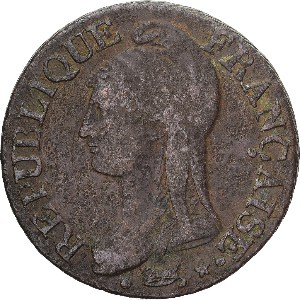 Moneda, Francia, Dupré, 5 Centimes, AN 7, Paris, BC+, Cobre, Gadoury:126