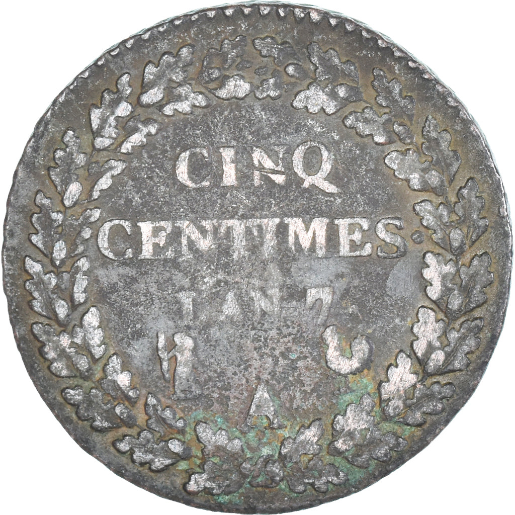 Moeda, França, Dupré, 5 Centimes, AN 7, Paris, VF(30-35), Cobre, Gadoury:126