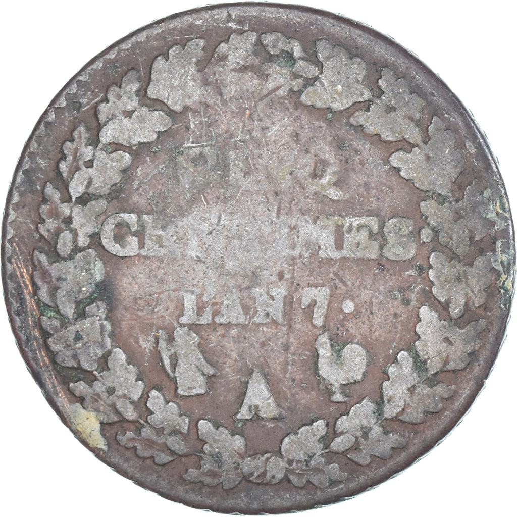 Moeda, França, Dupré, 5 Centimes, AN 7, Paris, VF(30-35), Cobre, Gadoury:126