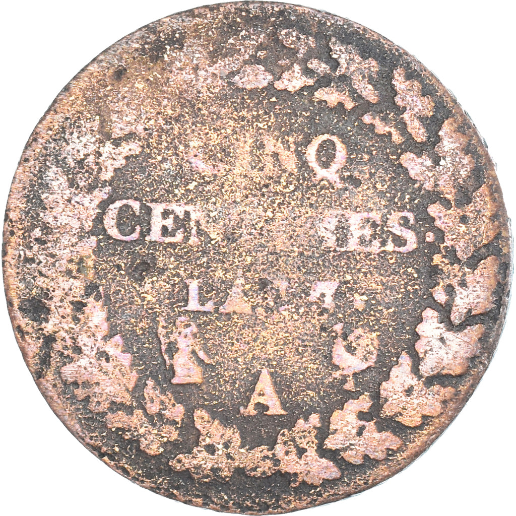 Moeda, França, Dupré, 5 Centimes, AN 7, Paris, VF(20-25), Cobre, Gadoury:126