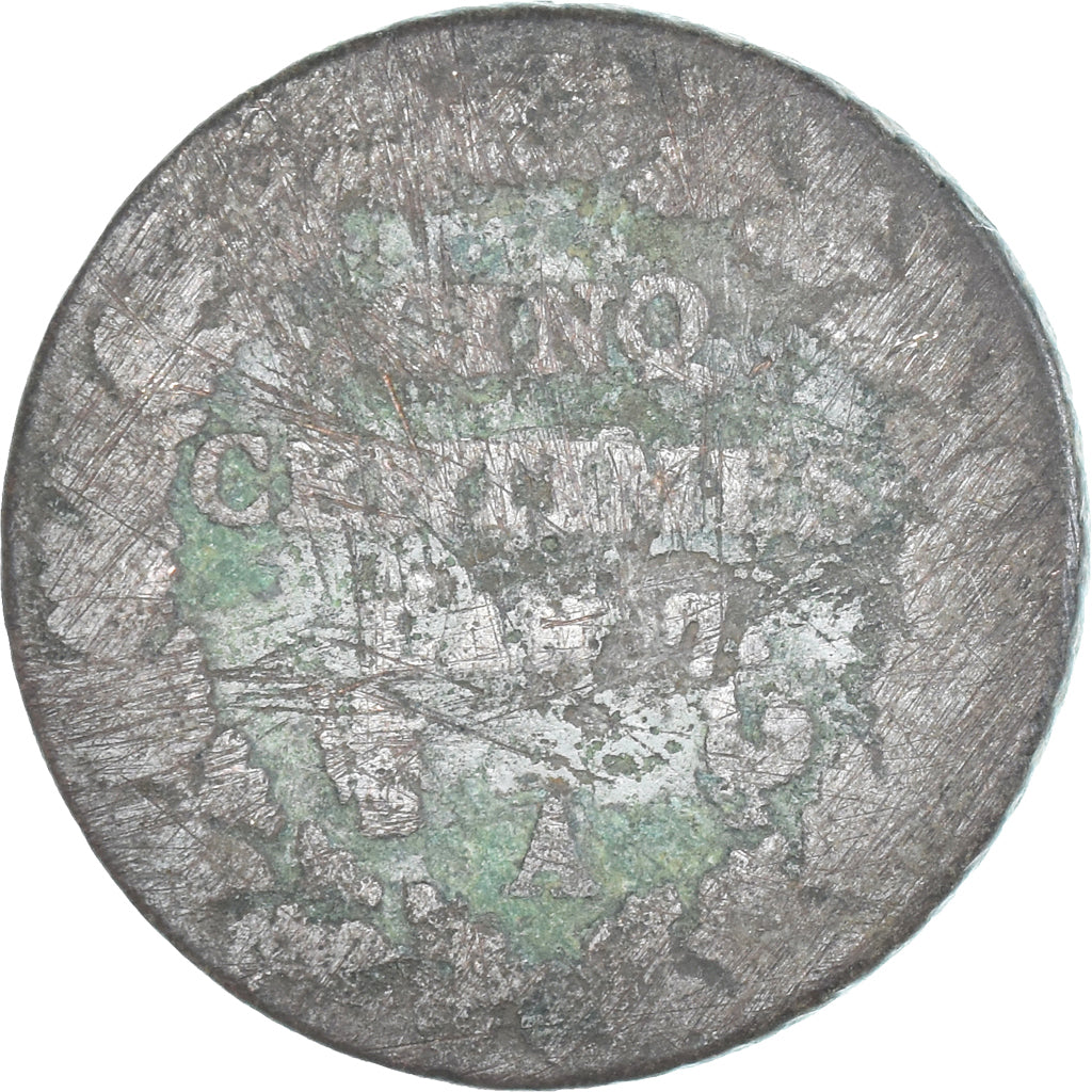 Moeda, França, Dupré, 5 Centimes, AN 7, Paris, F(12-15), Cobre, Gadoury:126