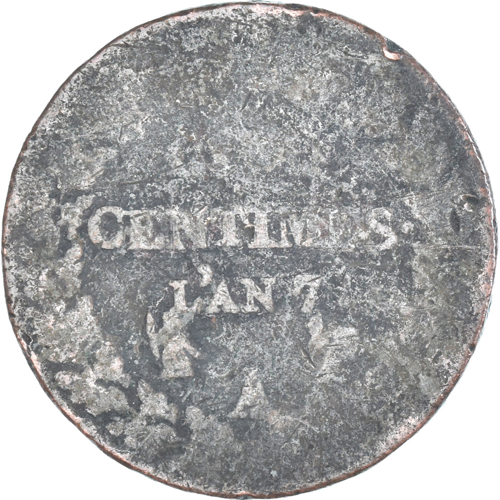 Moeda, França, Dupré, 5 Centimes, AN 7, Paris, F(12-15), Cobre, Gadoury:126
