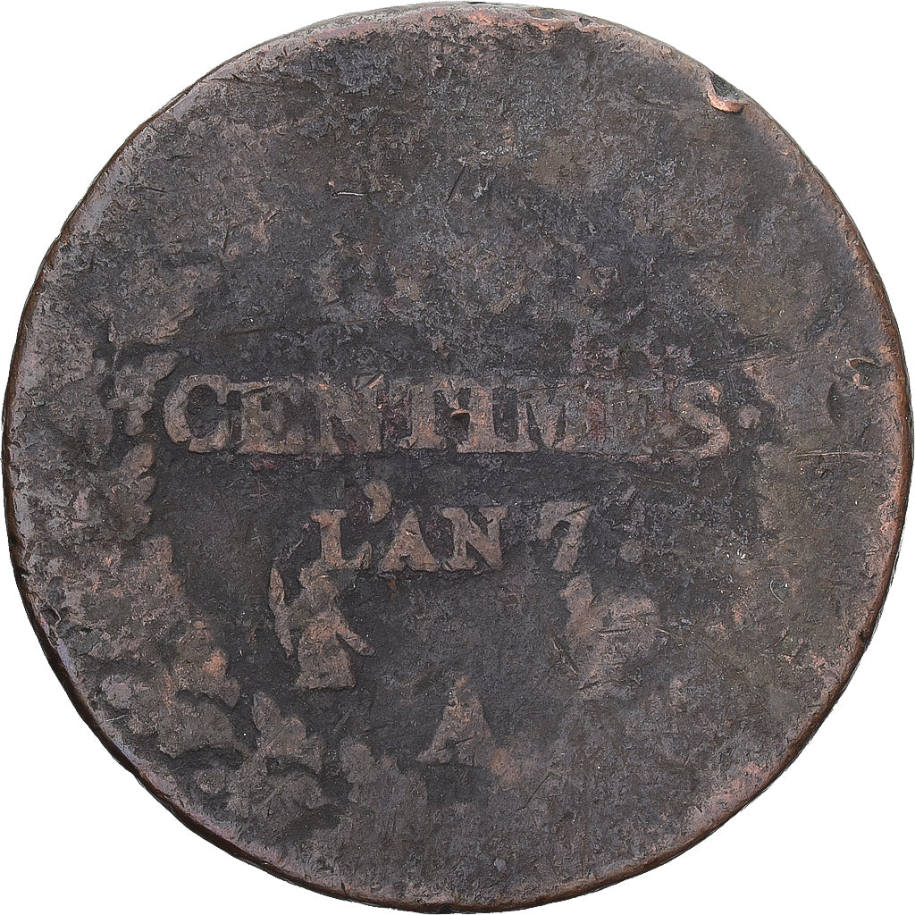 Munten, Frankrijk, Dupré, 5 Centimes, AN 7, Paris, ZG+, Koper, Gadoury:126