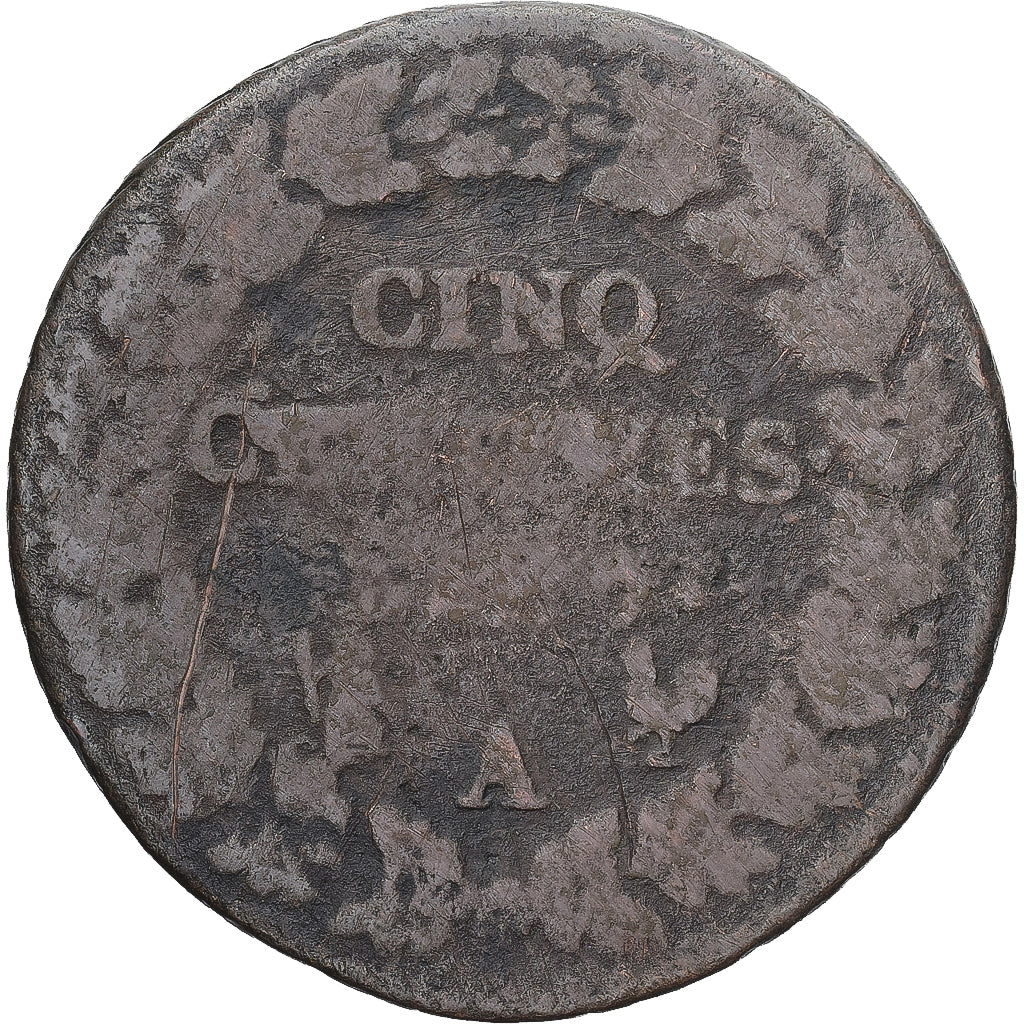 Munten, Frankrijk, Dupré, 5 Centimes, AN 7, Paris, ZG+, Koper, Gadoury:126
