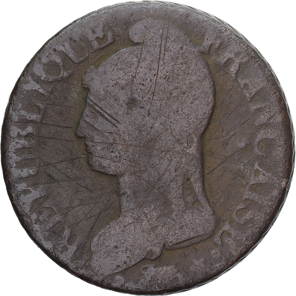 Moneda, Francia, Dupré, 5 Centimes, AN 7, Paris, BC+, Cobre, Gadoury:126