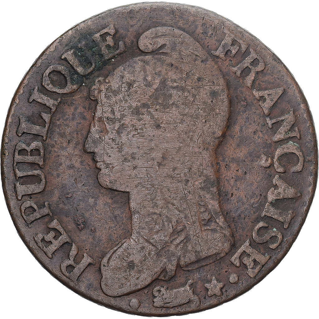 Moneda, Francia, Dupré, 5 Centimes, AN 7, Paris, BC+, Cobre, Gadoury:126