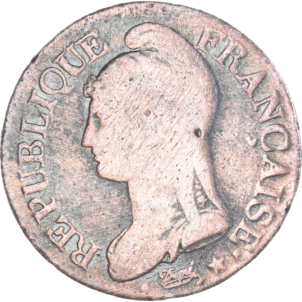 Moeda, França, Dupré, 5 Centimes, AN 7, Paris, VF(20-25), Cobre, Gadoury:126