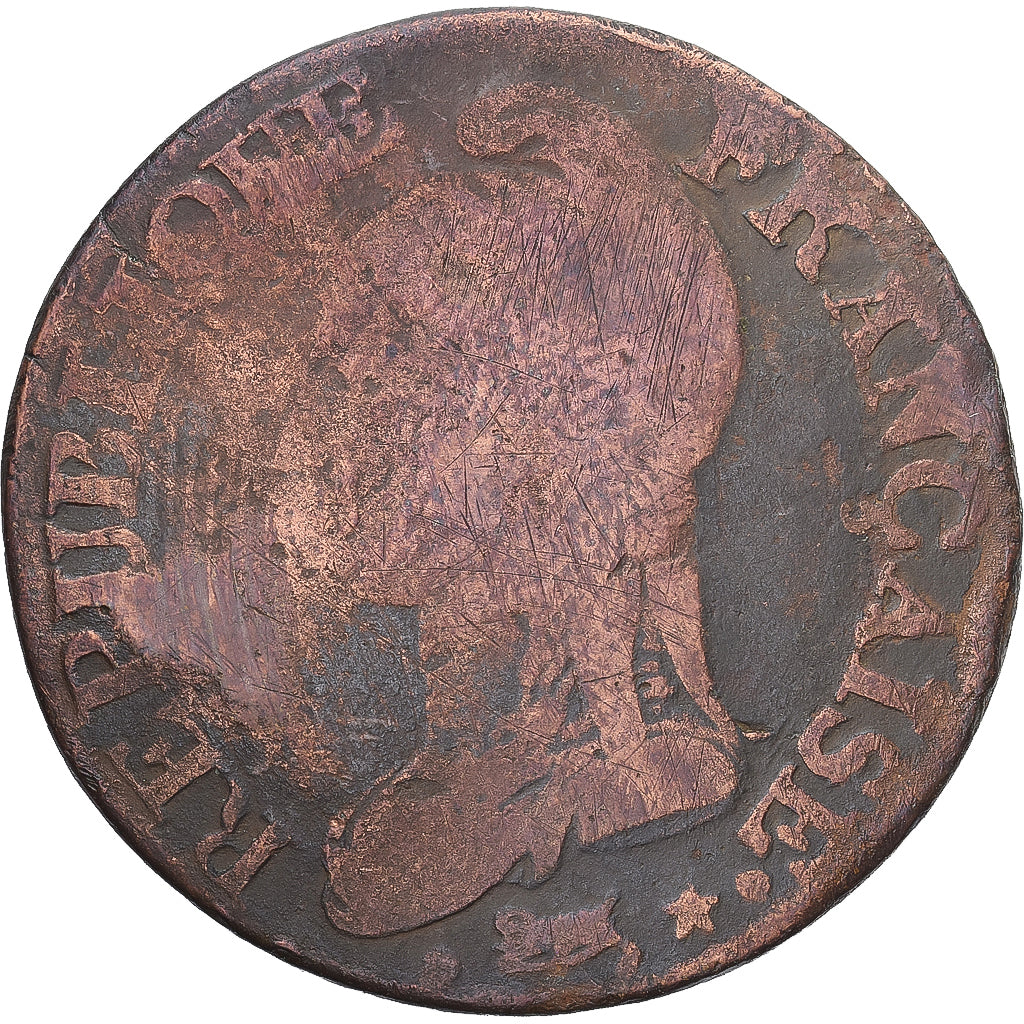Moneda, Francia, Dupré, 5 Centimes, AN 7, Paris, BC+, Cobre, Gadoury:126