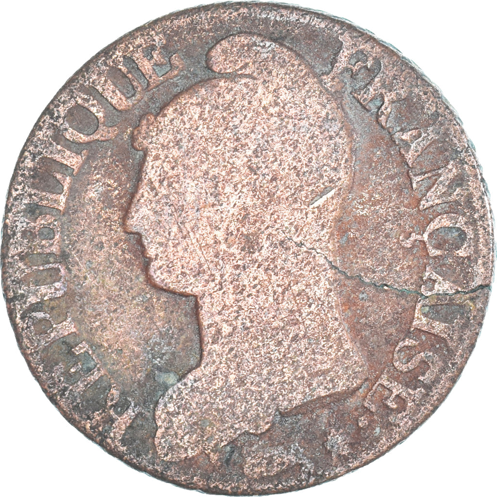 Moeda, França, Dupré, 5 Centimes, AN 7, Paris, VF(20-25), Cobre, Gadoury:126