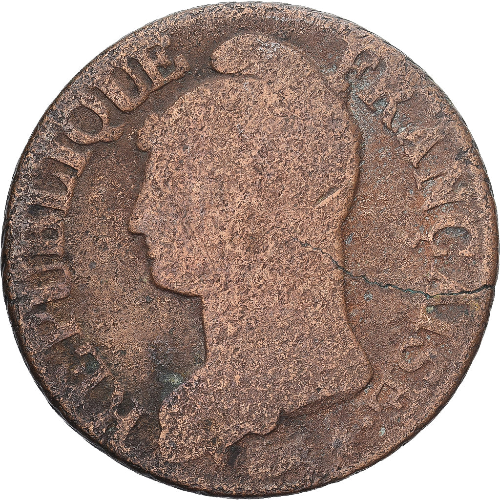 Moneda, Francia, Dupré, 5 Centimes, AN 7, Paris, BC+, Cobre, Gadoury:126