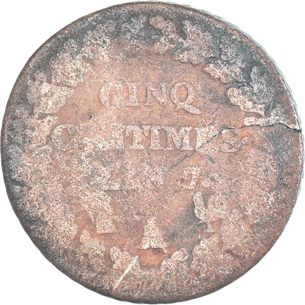 Moeda, França, Dupré, 5 Centimes, AN 7, Paris, VF(20-25), Cobre, Gadoury:126