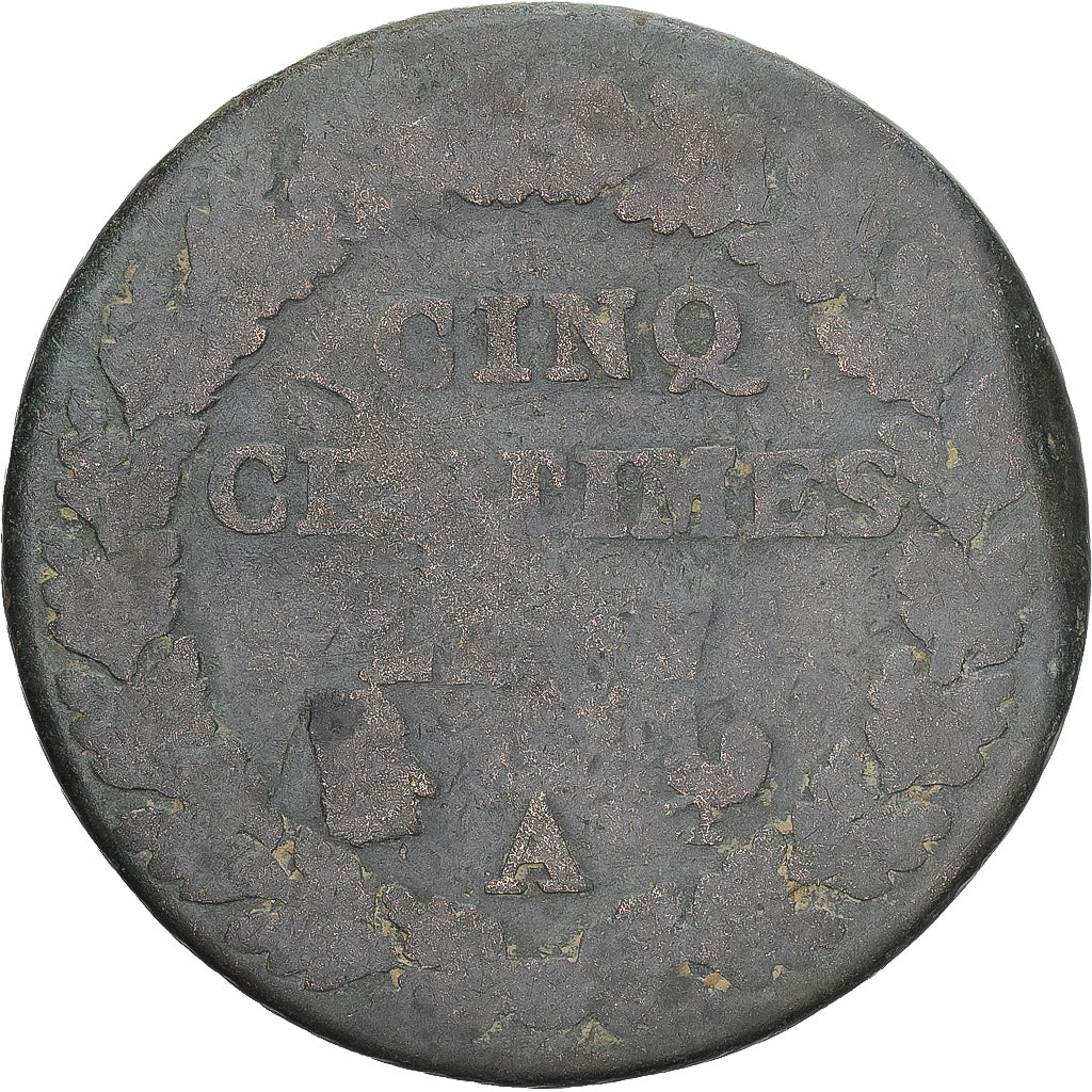Moneda, Francia, Dupré, 5 Centimes, AN 7/5, Paris, BC, Cobre, Gadoury:126