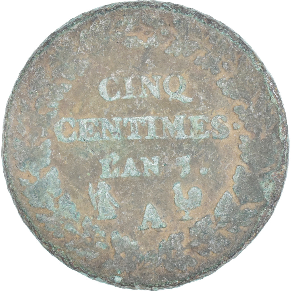 Moeda, França, Dupré, 5 Centimes, AN 7/5, Paris, VF(20-25), Cobre, Gadoury:126