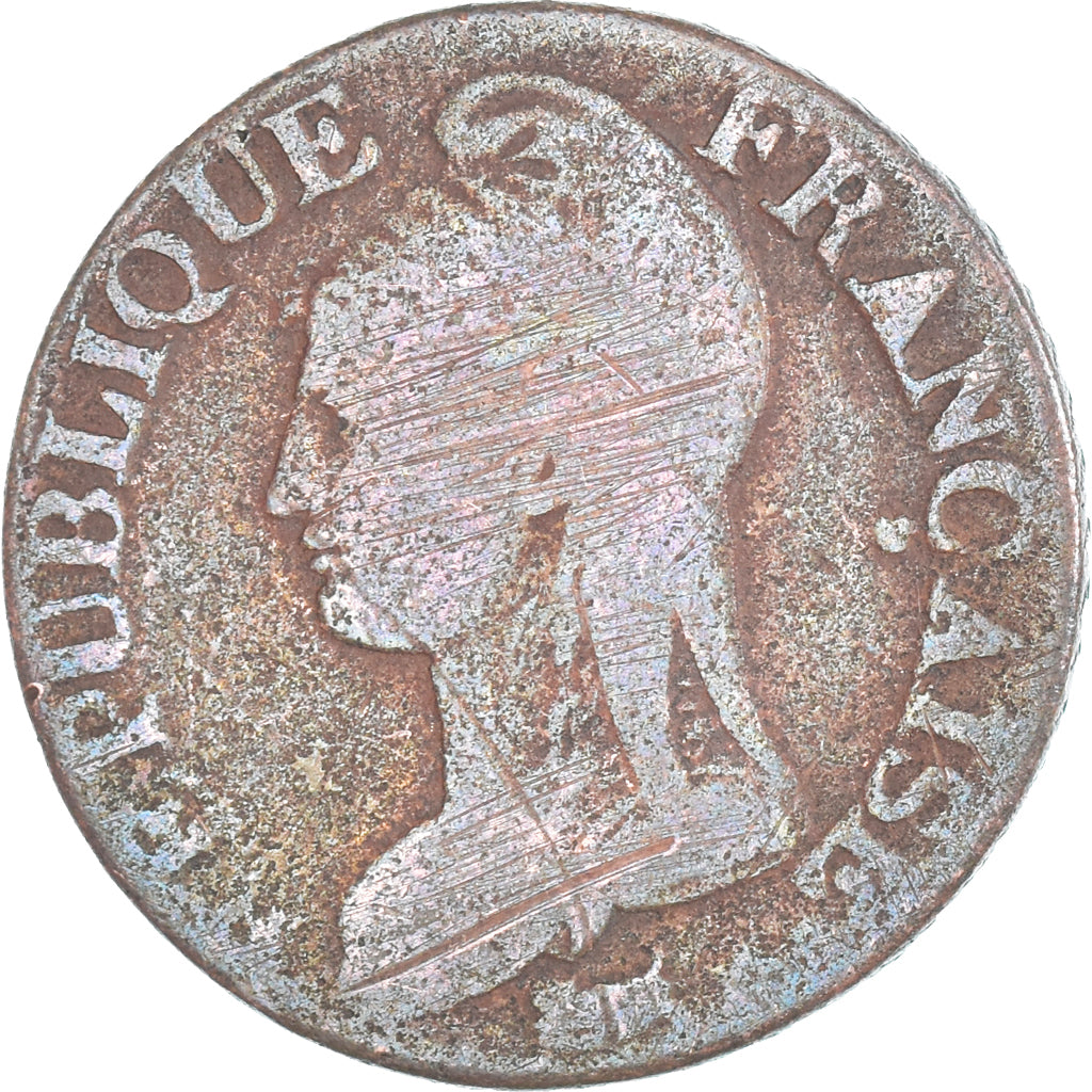 Moeda, França, Dupré, 5 Centimes, AN 7/5, Paris, VF(30-35), Cobre, Gadoury:126