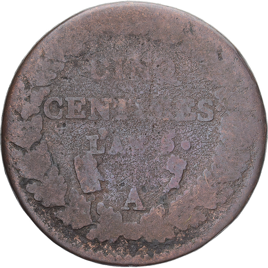Moneda, Francia, Dupré, 5 Centimes, AN 5, Paris, BC, Cobre, Gadoury:126