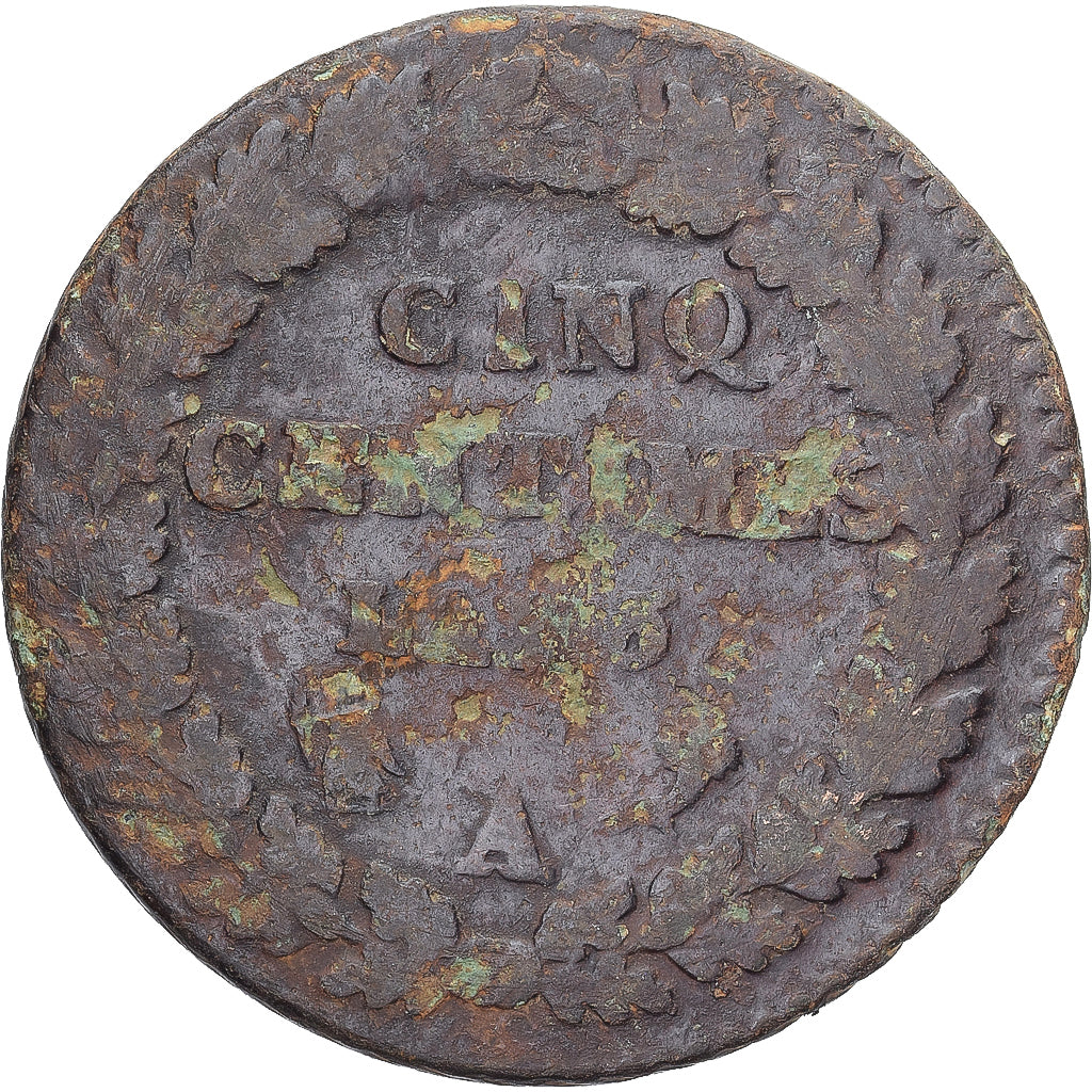 Moneda, Francia, Dupré, 5 Centimes, AN 5, Paris, BC+, Cobre, Gadoury:126