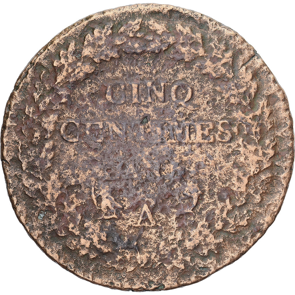 Munten, Frankrijk, Dupré, 5 Centimes, AN 5, Paris, ZG+, Koper, Gadoury:126