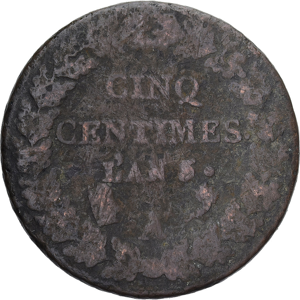 Moneda, Francia, Dupré, 5 Centimes, AN 5, Paris, BC, Cobre, Gadoury:126