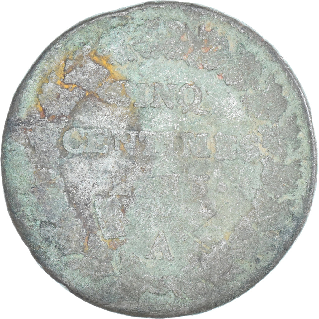 Munten, Frankrijk, Dupré, 5 Centimes, AN 5, Paris, ZG+, Koper, Gadoury:126
