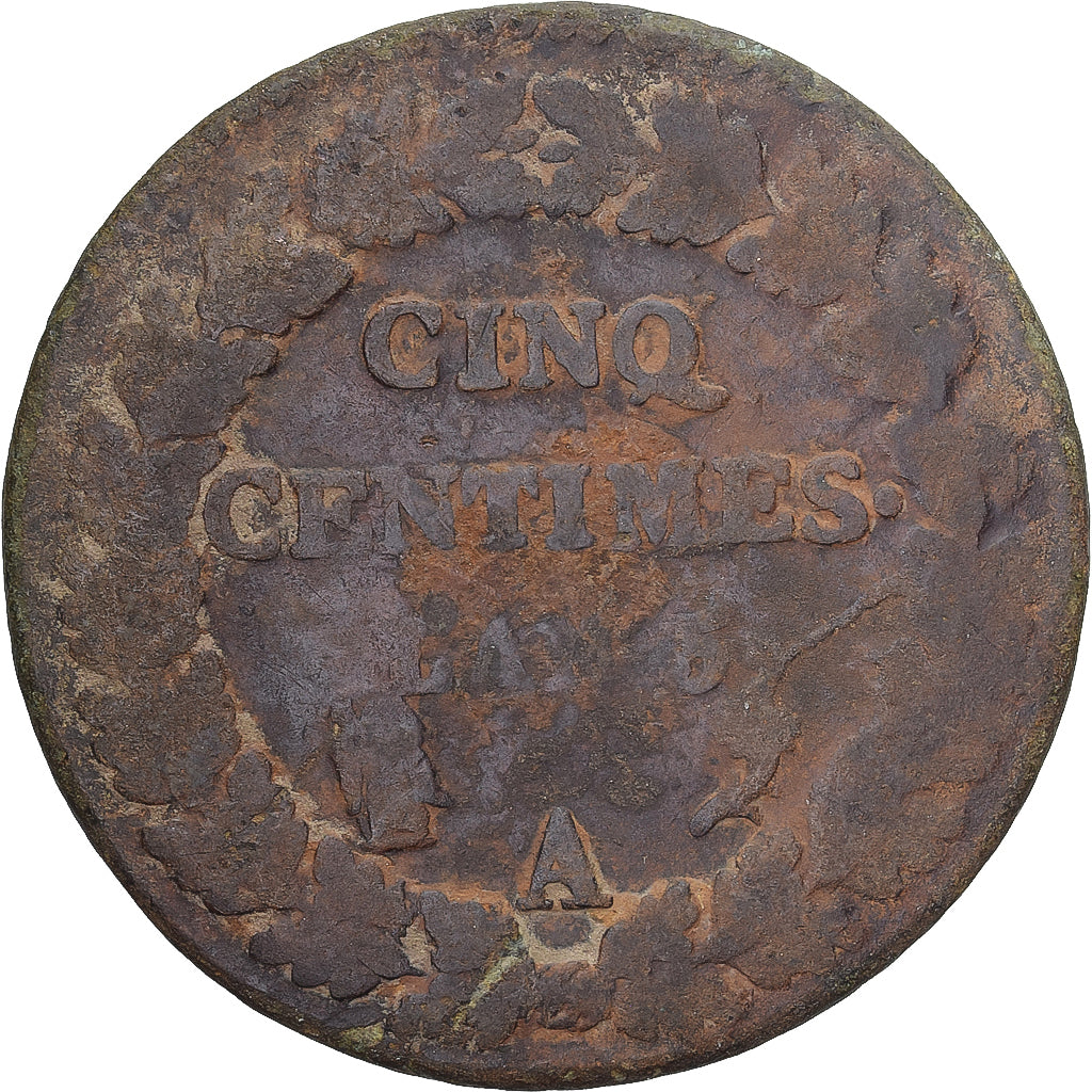 Moneda, Francia, Dupré, 5 Centimes, AN 5, Paris, BC, Cobre, Gadoury:126