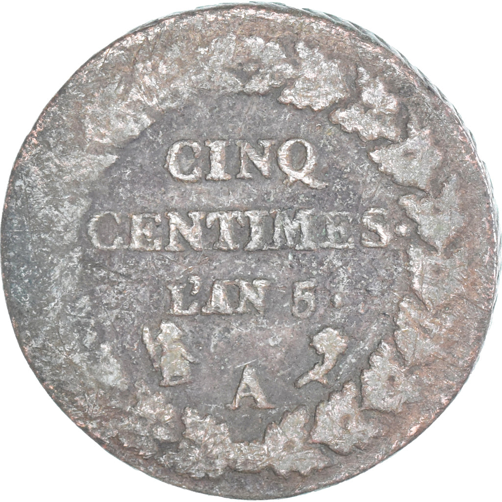 Moeda, França, Dupré, 5 Centimes, AN 5, Paris, VF(20-25), Cobre, Gadoury:126