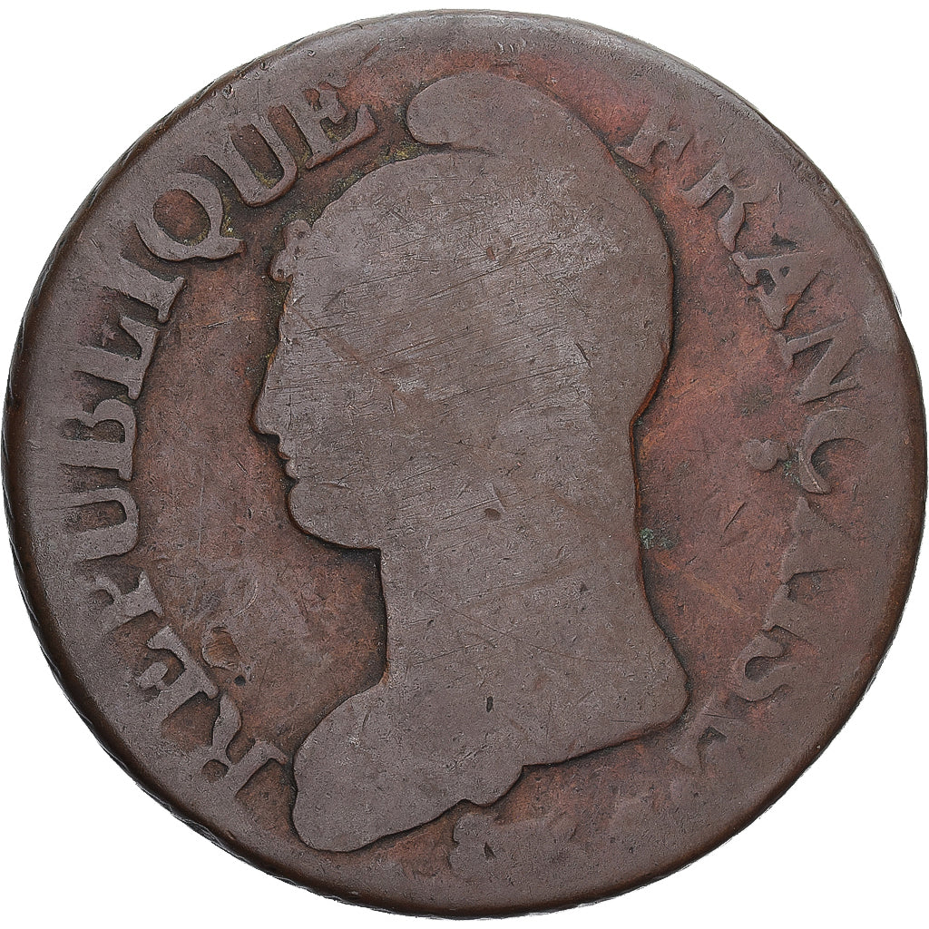 Moneda, Francia, Dupré, 5 Centimes, AN 5, Paris, BC+, Cobre, Gadoury:126