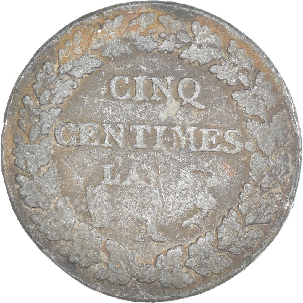 Moneta, Francia, Dupré, 5 Centimes, AN 5, Paris, MB+, Rame, Gadoury:126