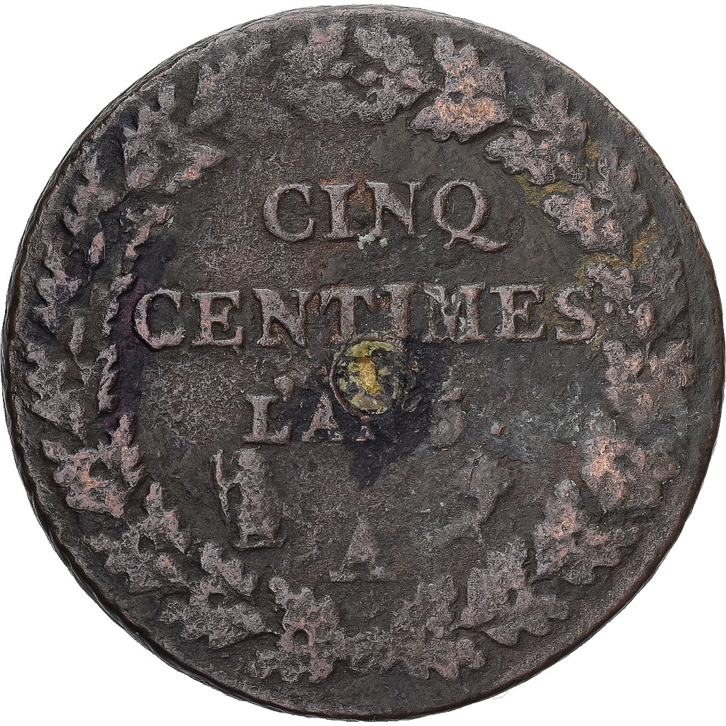 Moneda, Francia, Dupré, 5 Centimes, AN 5, Paris, BC+, Cobre, Gadoury:126