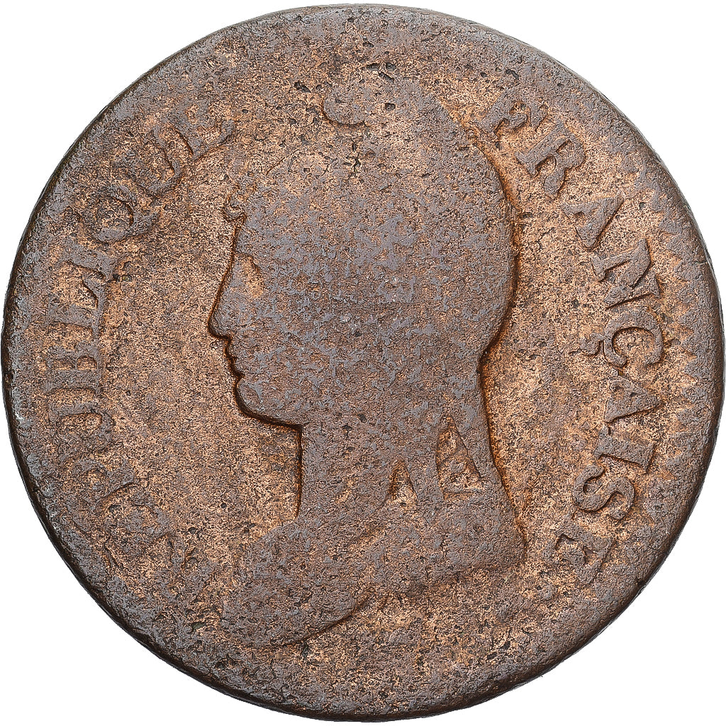 Moneda, Francia, Dupré, Decime, AN 8, Strasbourg, BC+, Cobre, Gadoury:187a