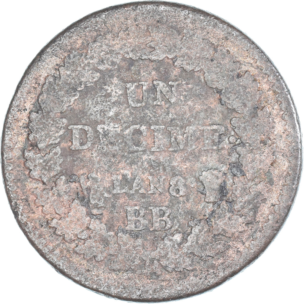 Moneta, Francja, Dupré, Decime, AN 8, Strasbourg, VF(20-25), Miedź