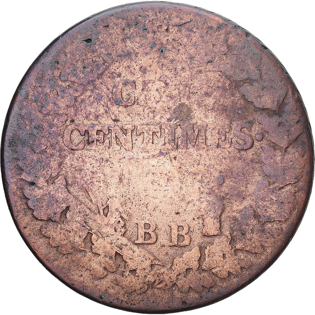 Moneda, Francia, Dupré, 5 Centimes, AN 7/5, Strasbourg, BC, Cobre, Gadoury:126