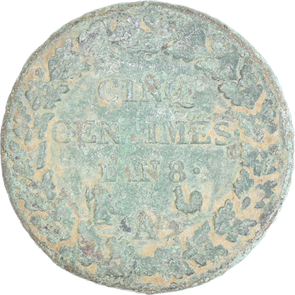 Munten, Frankrijk, Dupré, 5 Centimes, AN 8, Paris, ZG+, Koper, Gadoury:126