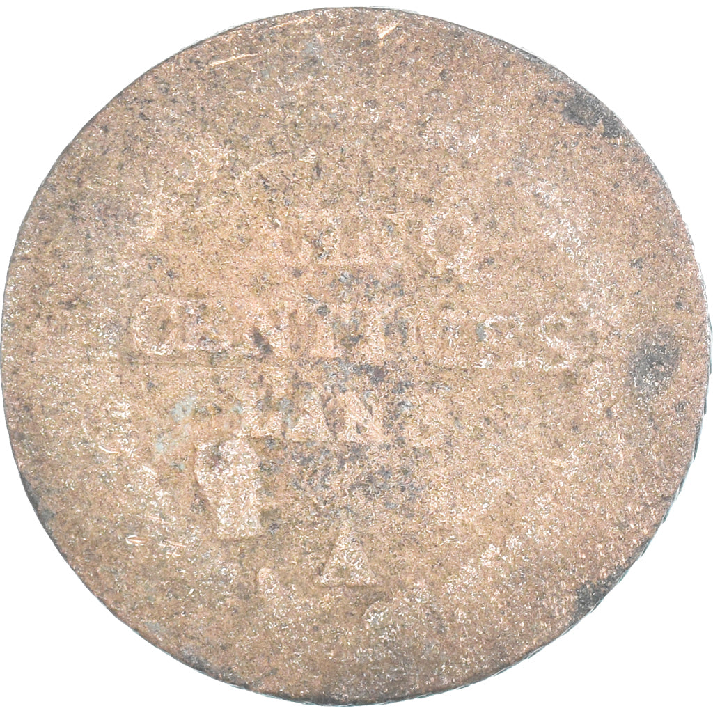 Monnaie, France, Dupré, 5 Centimes, AN 8, Paris, B+, Cuivre, Gadoury:126