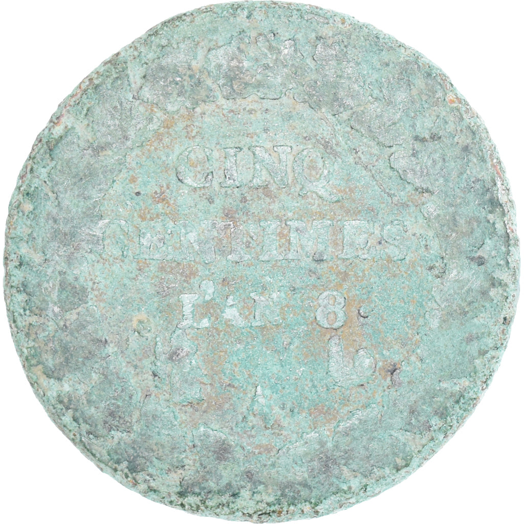 Moeda, França, Dupré, 5 Centimes, AN 8, Paris, VG(8-10), Cobre, Gadoury:126