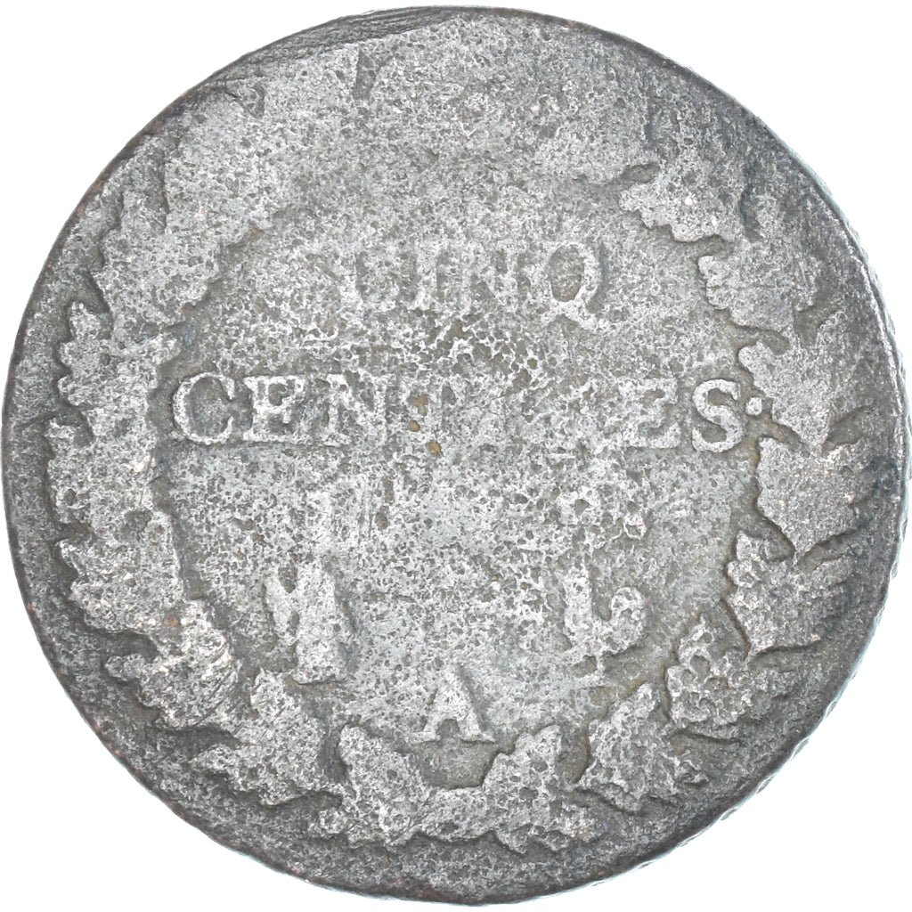 Moneta, Francia, Dupré, 5 Centimes, AN 8, Paris, B+, Rame, Gadoury:126