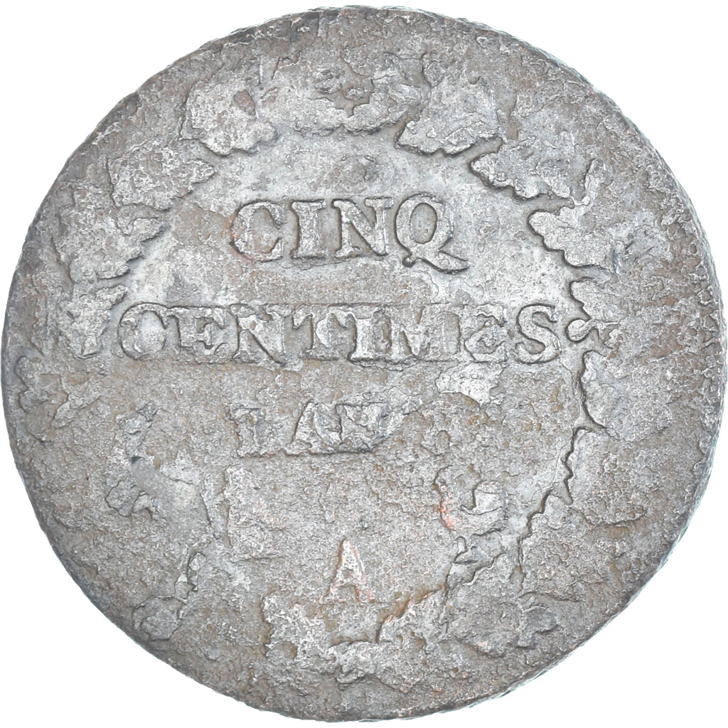 Moeda, França, Dupré, 5 Centimes, AN 8, Paris, F(12-15), Cobre, Gadoury:126